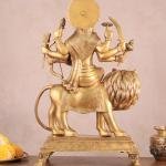 Large Superfine Brass Durga Mata Statue | 21.5" Antique Golden Art | 20kg Sacred Masterpiece | Divine Temple Beauty | Jaipurio